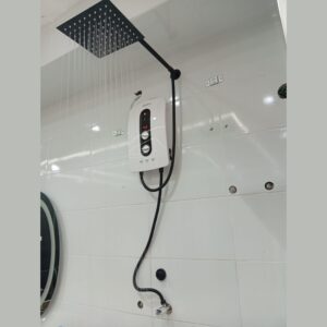White Water heater with inbuilt booster pump & Elegant Black Top shower